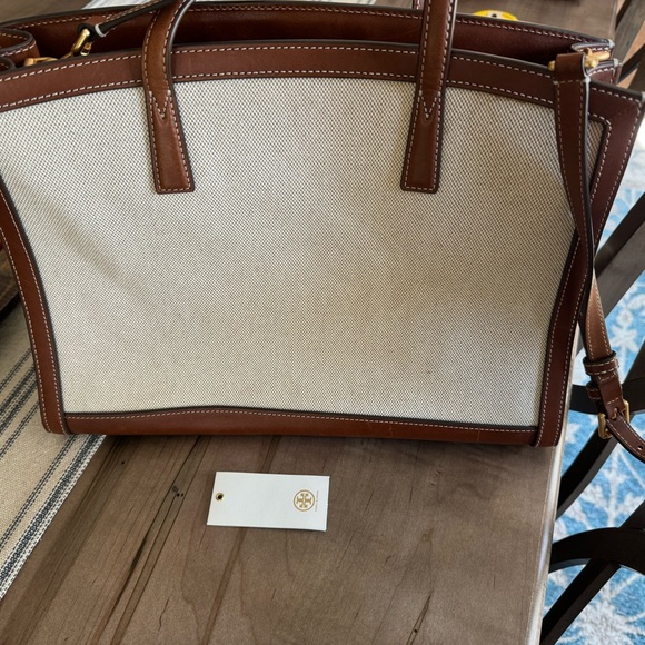 Tory Burch Walker Basket Weave Satchel 14.5” x 10.5” - Picture 8 of 10